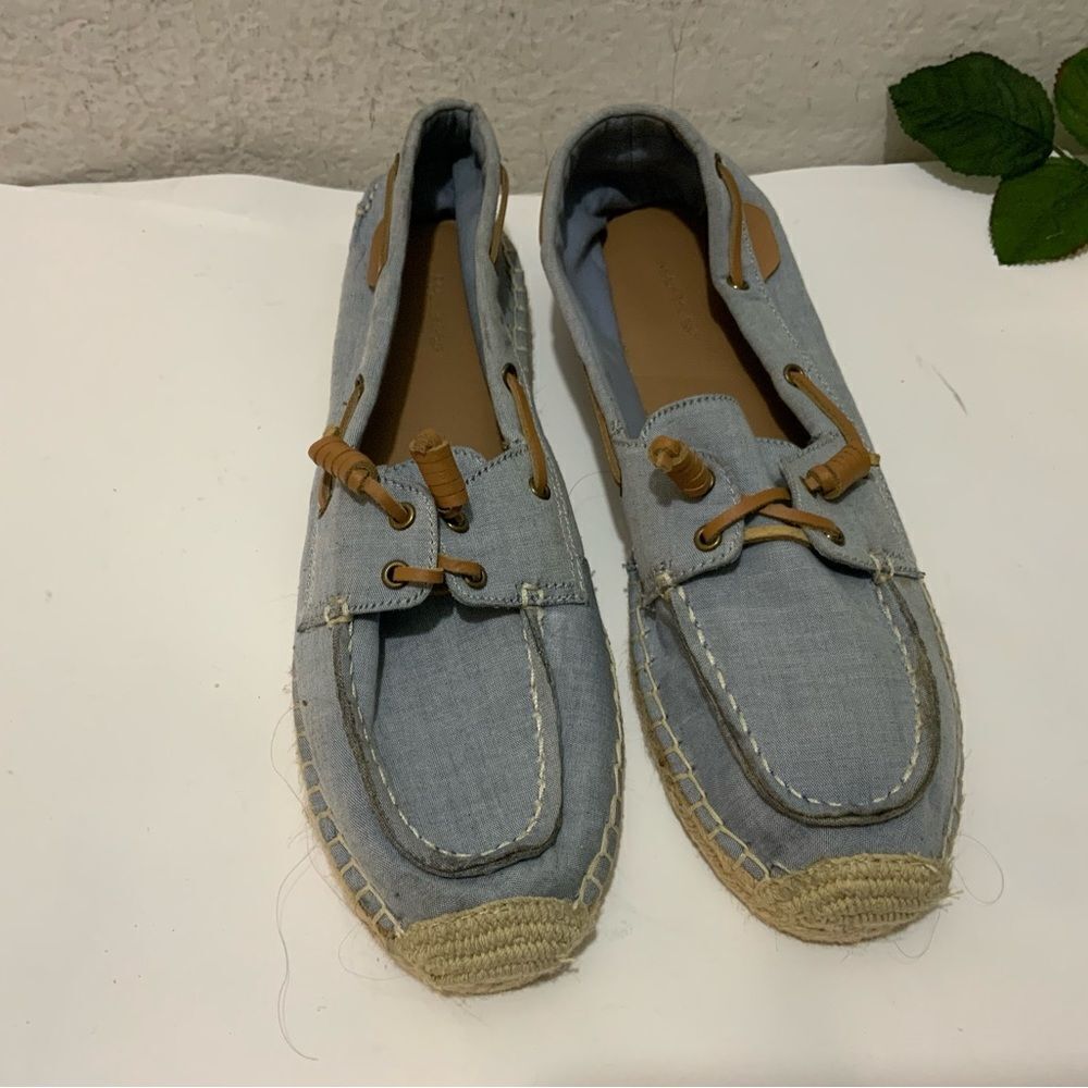 Maui Island Schooner light blue denim boat shoe size 9 M